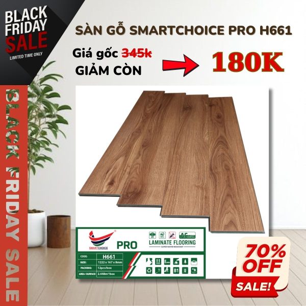 Sàn Gỗ Cốt Xanh Smartchoice PRO 8mm H661 Khuyến Mãi
