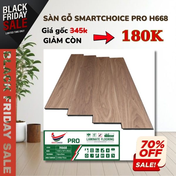 Sàn Gỗ Cốt Xanh Smartchoice PRO 8mm H668 Khuyến Mãi
