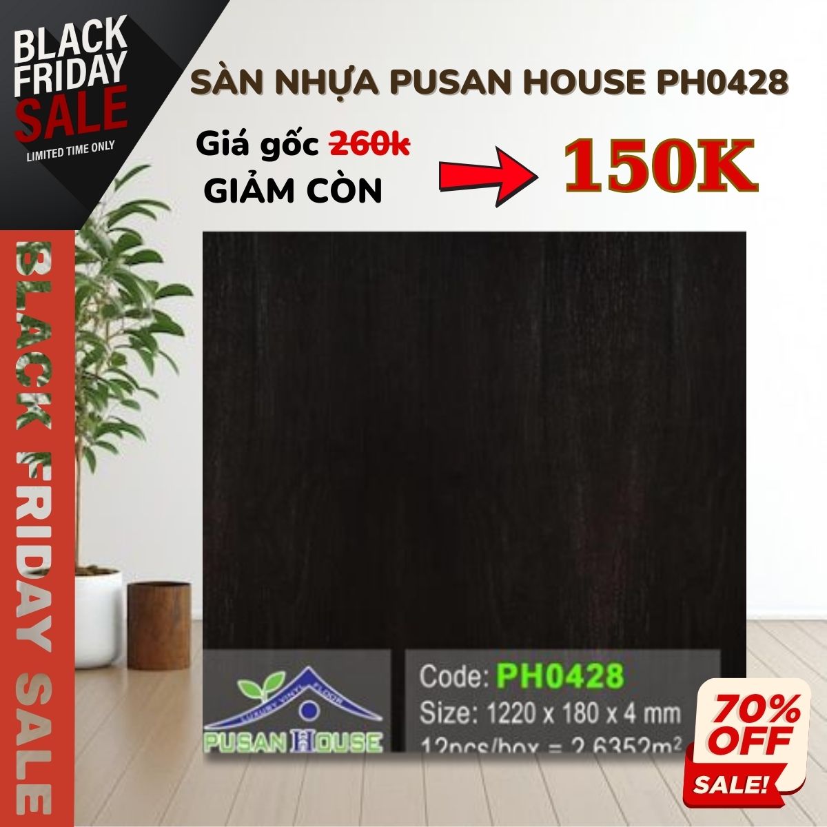 Sàn Nhựa Pusan House SPC PH0428 Khuyến Mãi