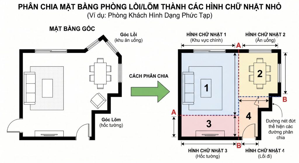 Cách tính diện tích phòng