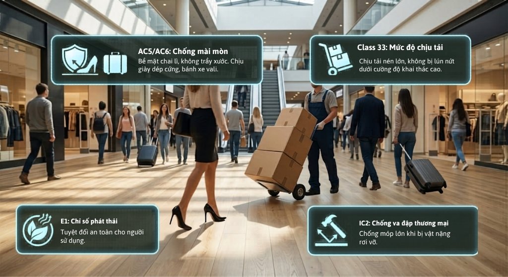 Tổ hợp chỉ số sàn gỗ cho không gian thương mại