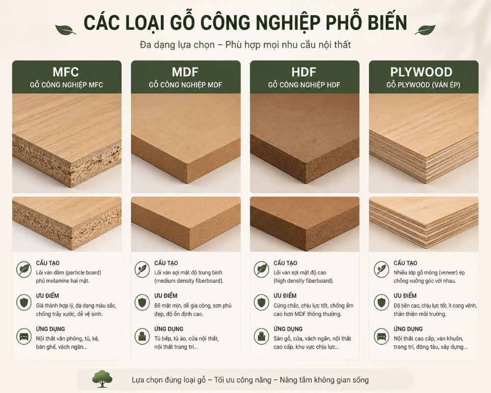 Các Loại Gỗ Công Nghiệp Phổ Biến Nhất