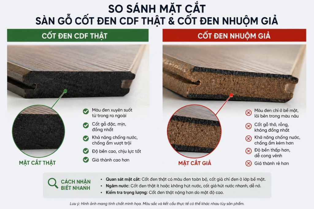 Mẹo để nhận biết sàn gỗ cốt đen kém chất lượng 