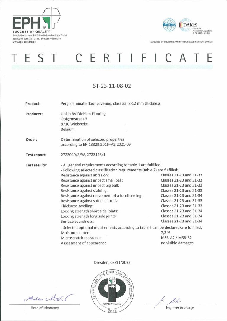 Chứng nhận test đạt tiêu chuẩn cùa phân khúc Class32