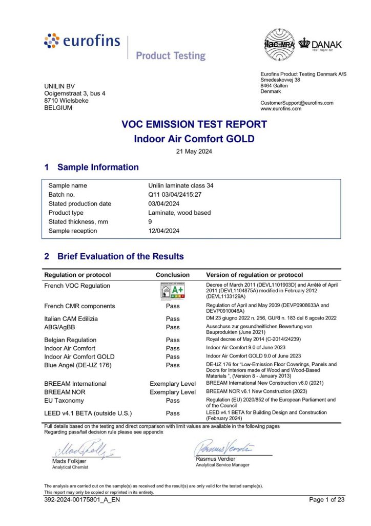 TEST khí phát thài trong nhà VOC đạt tiêu chuẩn nhiều quốc gia