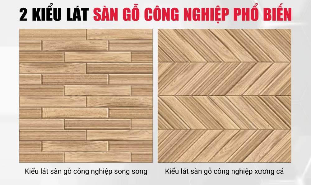 2 kiểu lát sàn gỗ công nghiệp phổ biến