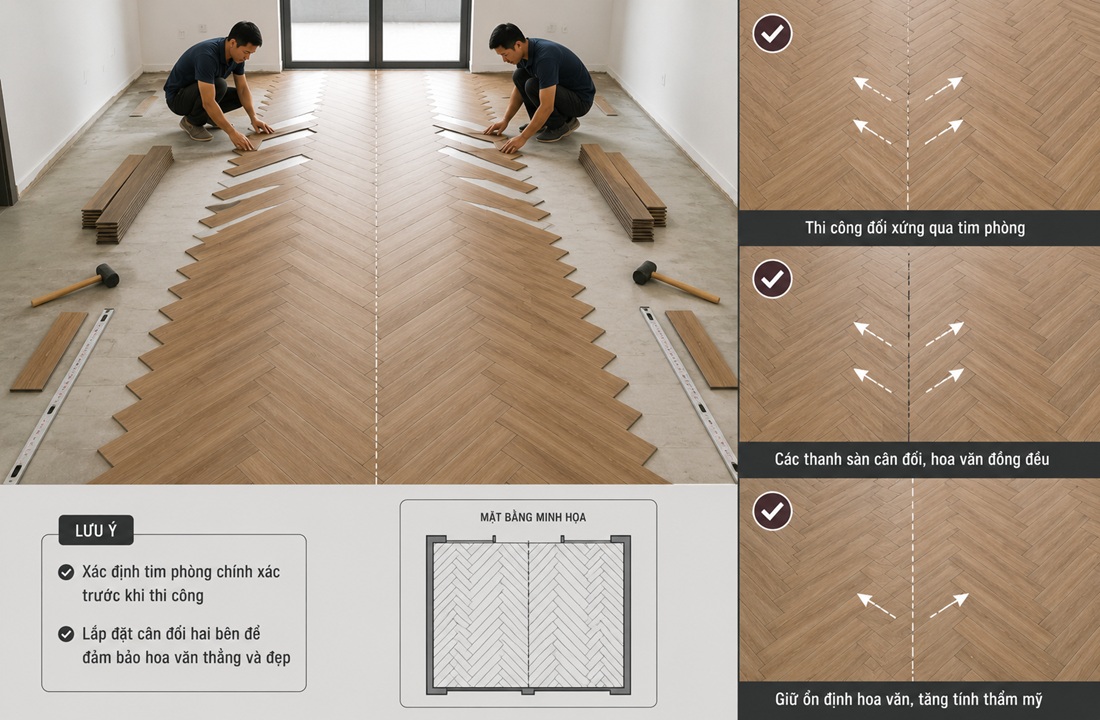 Xác định hướng dán sàn